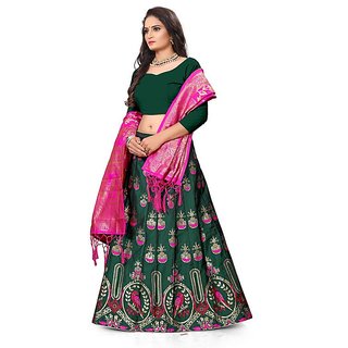 Premium Women Indian Heritage Leheriya Banarasi Silk Semi-stitched Lehenga Choli 2025 at ShopCir
