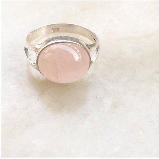 6.5 Ratti rose quartz Ring With Natural Silver Ring by JAIPUR GEMSTONE