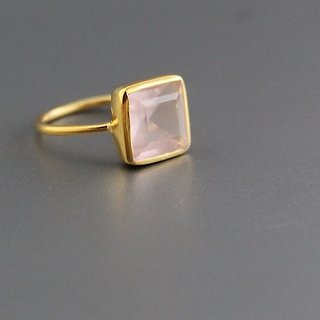 7 Carat Lab Certified Gold plated rose quartz Ringfor unisex by JAIPUR GEMSTONE