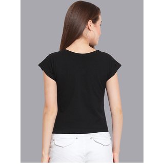 Vivient Women Black Heart Beat Printed Crop Top