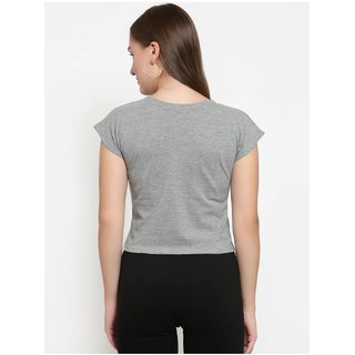 Vivient Women Grey Heart Beat Printed Crop Top
