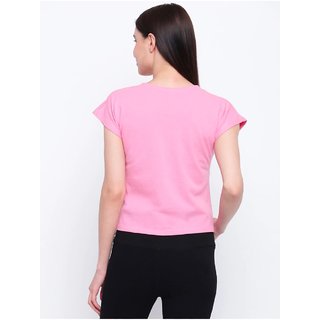 Vivient Women Baby Pink Nope Printed Crop Top