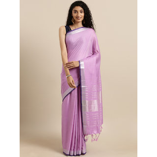 Meia Purple Solid Angolla Linen Blend Saree - Sarees | Buy online on ZillyBuy