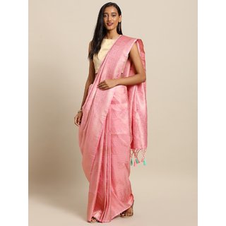 Meia Pink Silk Blend Woven Design Baluchari Saree - Sarees | Buy online on ZillyBuy