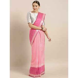 Meia Pink Solid Linen Blend Saree - Sarees | Buy online on ZillyBuy