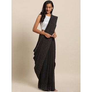Meia Black Solid Poly Silk Saree - Sarees | Buy online on ZillyBuy