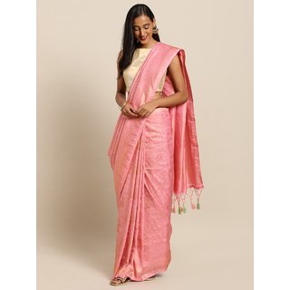 Meia Pink Silk Blend Woven Design Baluchari Saree - Sarees | Buy online on ZillyBuy