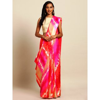 Meia Pink & Cream-Coloured Supernet Dyed Kota Saree - Sarees | Buy online on ZillyBuy