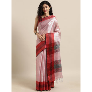 Meia Pink Solid Tissue Linen Saree - Sarees | Buy online on ZillyBuy