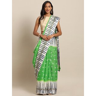 Meia Green & White Supernet Bandhani Printed Kota Saree - Sarees | Buy online on ZillyBuy