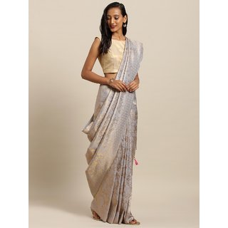 Meia Grey Silk Blend Woven Design Baluchari Saree - Sarees | Buy online on ZillyBuy