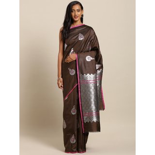 Meia Coffee Brown Silk Blend Woven Design Kanjeevaram Saree - Sarees | Buy online on ZillyBuy