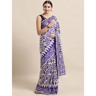 Meia Off-White & Purple Silk Cotton Woven Design Jamdani Saree - Sarees | Buy online on ZillyBuy