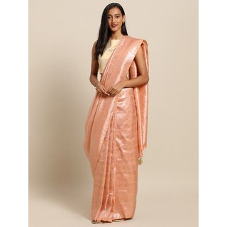 Meia Peach-Coloured Silk Blend Woven Design Baluchari Saree - Sarees | Buy online on ZillyBuy