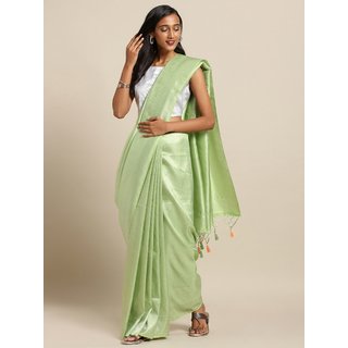 Meia Green Silk Blend Woven Design Baluchari Saree - Sarees | Buy online on ZillyBuy