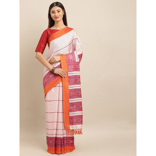 Meia Off-White & Mauve Jute Silk Printed Saree - Sarees | Buy online on ZillyBuy