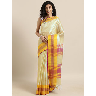 Meia Yellow Solid Tissue Linen Saree - Sarees | Buy online on ZillyBuy