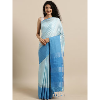 Meia Blue Solid Linen Blend Angolla Saree - Sarees | Buy online on ZillyBuy