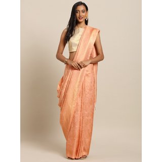 Meia Peach-Coloured Silk Blend Solid Baluchari Saree - Sarees | Buy online on ZillyBuy