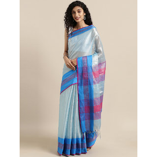 Meia Blue Solid Tissue Saree - Sarees | Buy online on ZillyBuy