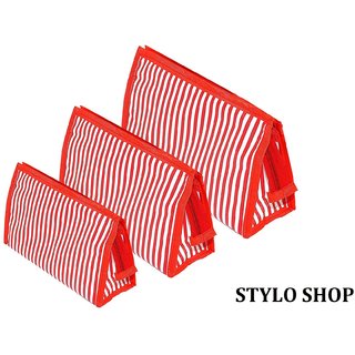 Rv Marketing 3-Set Travel Makeup Pouch Toiletry Cosmetic Shaving Kit Bag For Men and Women (Red) - Handbags | Buy online on ZillyBuy