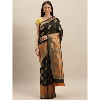 Meia Blue & Green Linen Blend Printed Ikat Saree - Sarees | Buy online on ZillyBuy