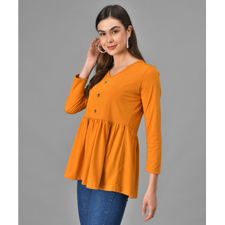 Vivient Women Mustrud Three Button Peplum Top