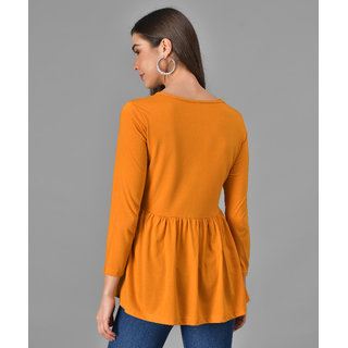 Vivient Women Mustrud Three Button Peplum Top