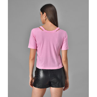 Vivient Women Happy Printed Baby Pink Top