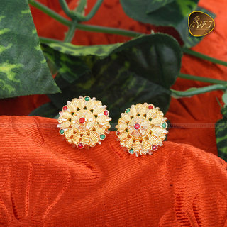 Vighnaharta Traditional wear south screw back 1gm Gold plated alloy Stud Earring for women and Girls - Earrings | Buy online on ZillyBuy