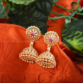 Vighnaharta Traditional wear south screw back 1gm Gold plated alloy jhumki Earring for women and Girls - Earrings | Buy online on ZillyBuy
