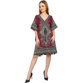 Ukal Women Sleepwear Beach Gown Nighty Dress Maxi Short Kaftan (Color Pink)