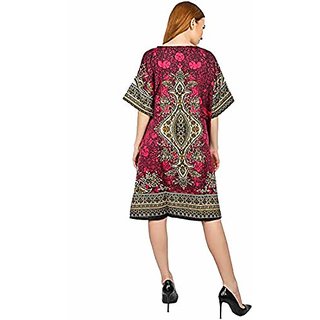 Ukal Women Sleepwear Beach Gown Nighty Dress Maxi Short Kaftan (Color Pink)