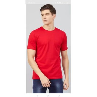 Men's Round Neck Plain Cotton (Multicolor) Regular Fit T-Shirt.