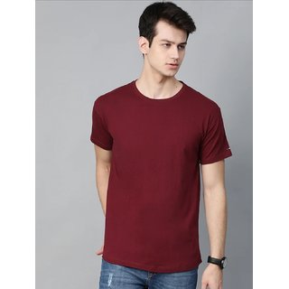 Men's Round Neck Plain Cotton (Multicolor) Regular Fit T-Shirt.