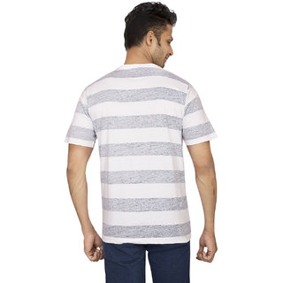 Trendy Men Red Line White Aop Printed Round Neck T-Shirt 2025 at ShopCircuit | ONDC