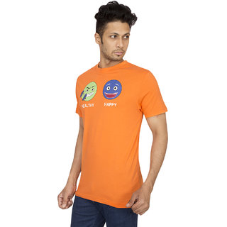 Best Men Red Line Orange Crew Neck T-Shirt 2025 at ShopCircuit | ONDC