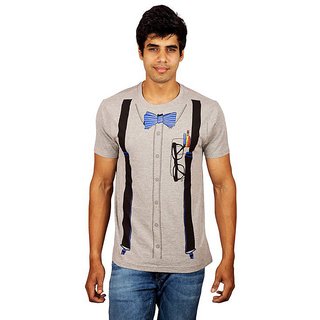 Latest Men Red Line Grey Melange Crew Necks 2025 at ShopCircuit | ONDC