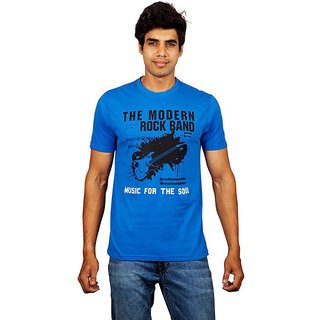 Modern Men Red Line Printed Blue Fit Crew Neck T-Shirt 2025 at ShopCircuit | ONDC