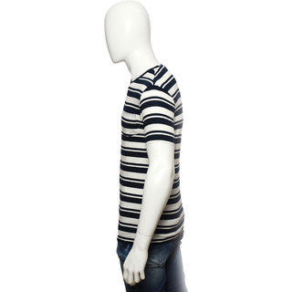 Modern Men Red Line Navy Stripes Crew Neck T-Shirts 2025 at ShopCircuit | ONDC
