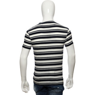 Modern Men Red Line Navy Stripes Crew Neck T-Shirts 2025 at ShopCircuit | ONDC