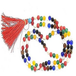 Jaipur Gemstone-natural Malticolor Quartz Mala 108 1 Beads Japa Rosary Spir