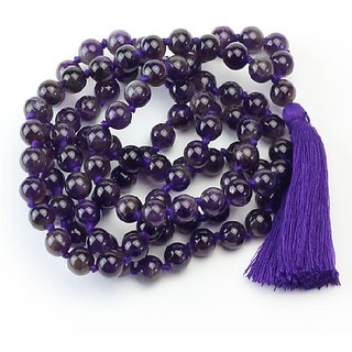 JAIPUR GEMSTONE-Voilet Quartz Japa Mala Gemstone Positive Effect for Unisex