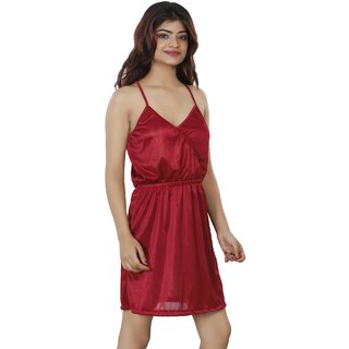Stylish Women Nivcy Women Satin V-Neck Nighty Maroon 2025 at ShopCircuit | ONDC