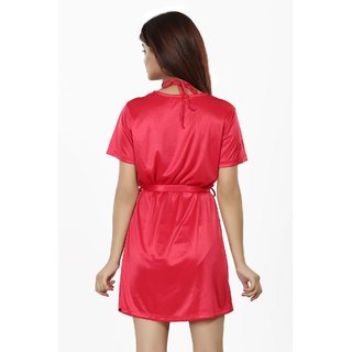 Nivcy Women Solid Nightwear True Red (Small)