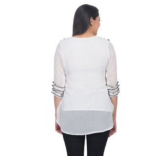 Chiffon Top (YES TEN) White High Low Top (32)