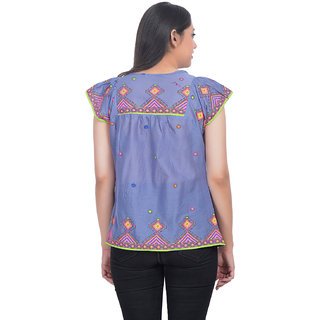 Cotton Printed Top (Blue) (32)