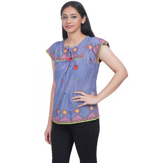 Cotton Printed Top (Blue) (32)