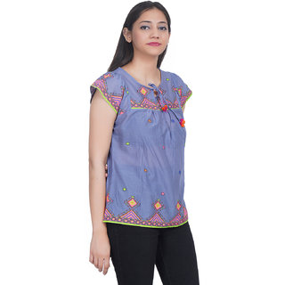 Cotton Printed Top (Blue) (32)
