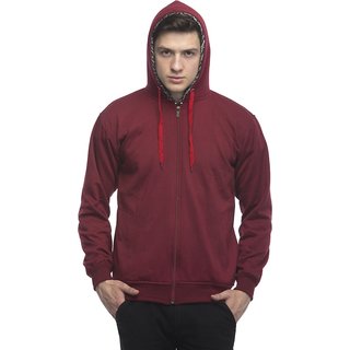 Sophisticated Kids Lambency Men Maroon Solid Long Sleeve Hooded Casual Sweatshirt 2025 at ShopCi